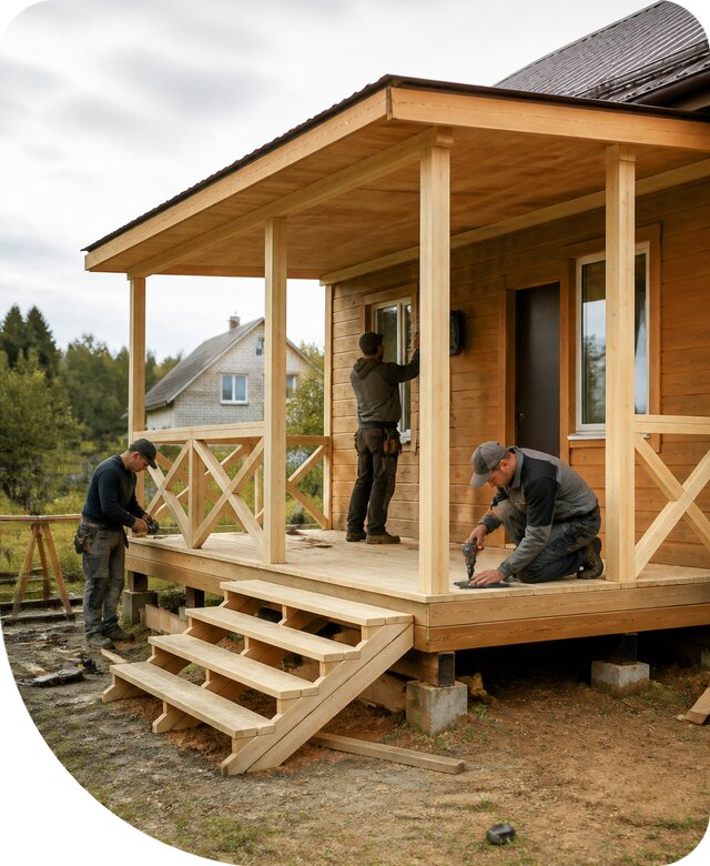 Строительство веранды с крыльцом в Уссурийске под ключ